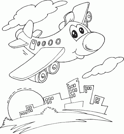 Smiling Plane City Coloring Pages Printable Dora