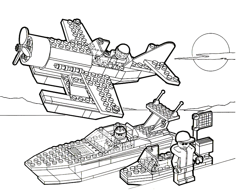 Airplane Lego Coloring Pages Free Printable Easy