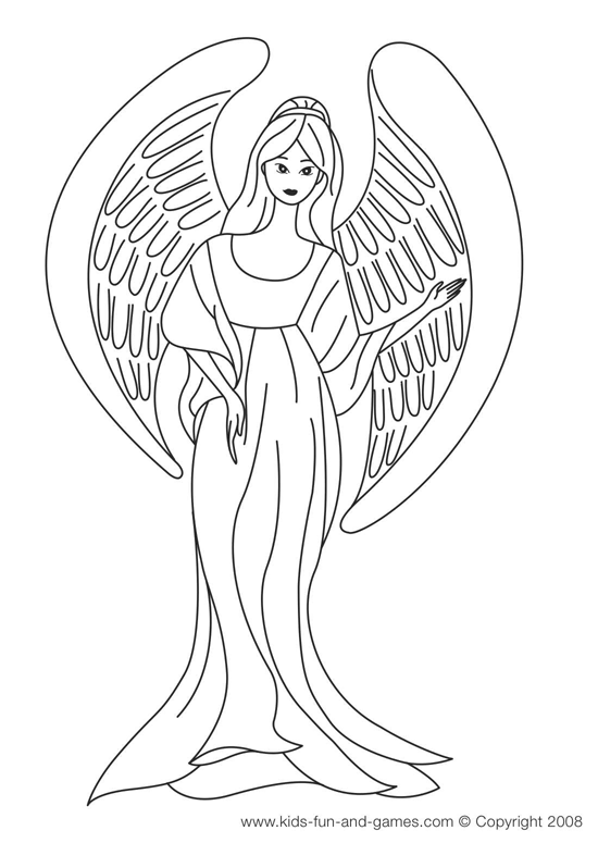 Free Angel Coloring Pages Letscoloringpages Cute 3 Detailed