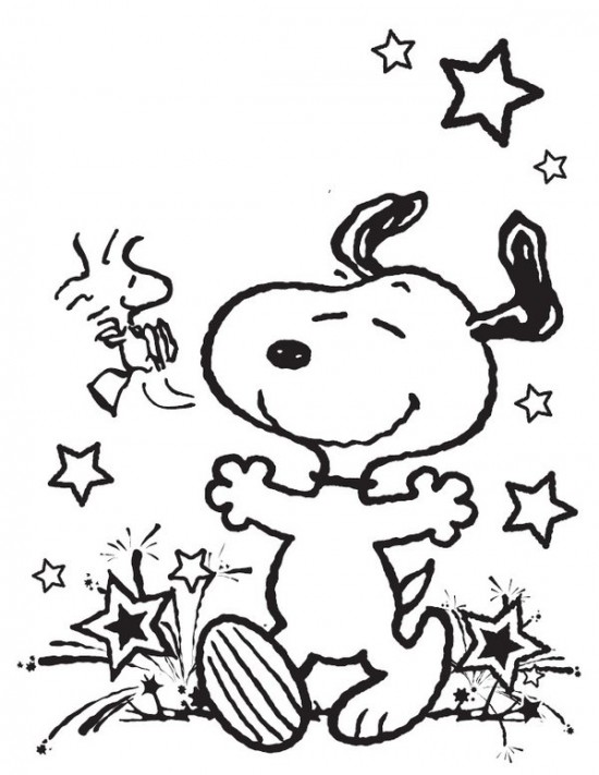 Cartoon Snoopy Coloring Pages Kids Free Printable Birthday